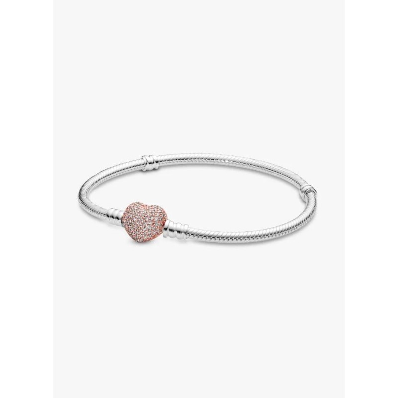 Pandora Moments 586292CZ-19, Βραχιόλι, Ασήμι, Καρδιά Pave