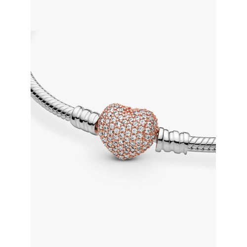 Pandora Moments 586292CZ-20, Βραχιόλι, Αλυσίδα Τύπου Φίδι, Καρδιά