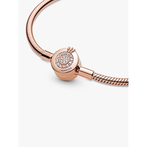 Pandora Moments 589046C01-19, Βραχιόλι, Ασήμι, Ροζ Χρυσό, Αλυσίδα Τύπου Φίδι, Κορώνα