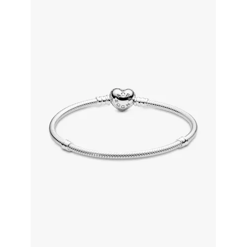 Pandora Moments 590727CZ-21, Βραχιόλι, Ασήμι, Αλυσίδα Φίδι, Αστραφτερή Καρδιά