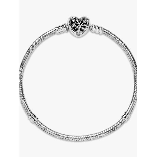 Pandora Moments 598827C01-21, Βραχιόλι, Ασήμι, Αλυσίδα Φίδι, Καρδιά Οικογενειακό Δέντρο
