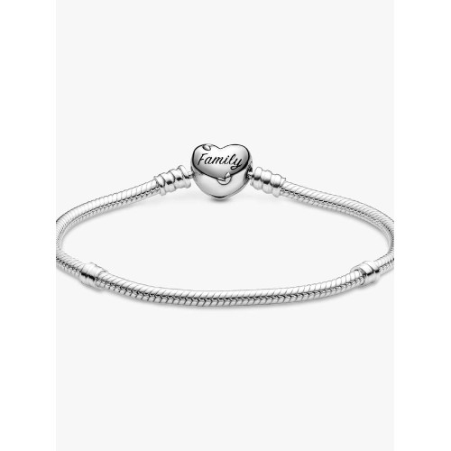 Pandora Moments 598827C01-21, Βραχιόλι, Ασήμι, Αλυσίδα Φίδι, Καρδιά Οικογενειακό Δέντρο
