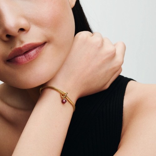 Pandora Moments 763462C01, Σύμβολο/Pendant, Επιχρυσωμένο Ασήμι, Κύκλος Αιωνιότητας και Κόκκινη Πέτρα