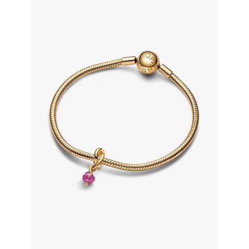 Pandora Moments 763462C10, Σύμβολο/Pendant, Επιχρυσωμένο Ασήμι, Κύκλος Αιωνιότητας και Φούξια Πέτρα