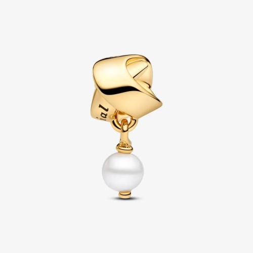 Pandora Moments 763784C01, Σ΄υμβολο/Pendant, Ασήμι Επιχρυσωμένο, Κορδέλα με Μαργαριτάρι