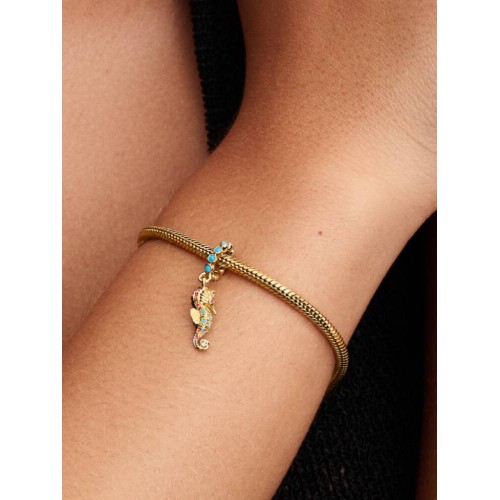 Pandora Moments 763895C01, Σύμβολο/Pendant, Ασήμι Επιχρυσωμένο, Ιππόκαμπος