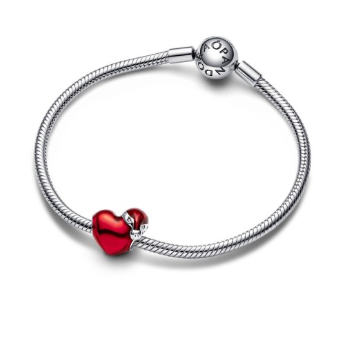 Pandora Moments 792336C01, Σύμβολο/Pendant, Ασήμι, Χριστουγεννιάτικη Καρδιά Κόκκινη