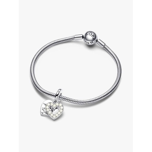 Pandora Moments 792649C01, Σύμβολο-Pendant, Ασήμι, Λευκή Καρδιά