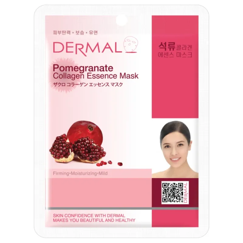 Dermal DM-014 Korean Pomegranate, Κορεάτικη Μάσκα Προσώπου Αντιοξειδωτικής Δράσης & Λάμψης