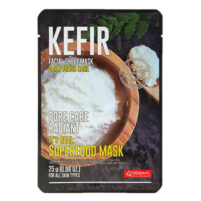 Dermal DM-216 It’s Real Superfood Kefir Korean Mask, Κορεάτικη Μάσκα Προσώπου Προβιοτικής Φροντίδας & Ισορροπίας