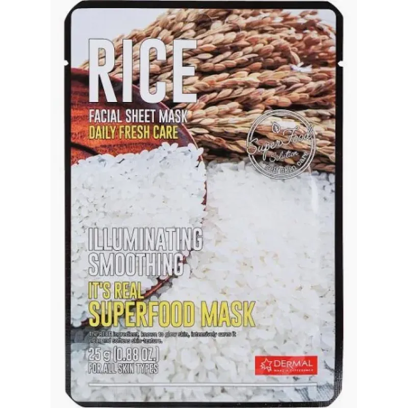 Dermal DM212 It’s Real Superfood Korean Mask Rice, Κορεαάτικη Θρεπτική Μάσκα Προσώπου με Ρύζι