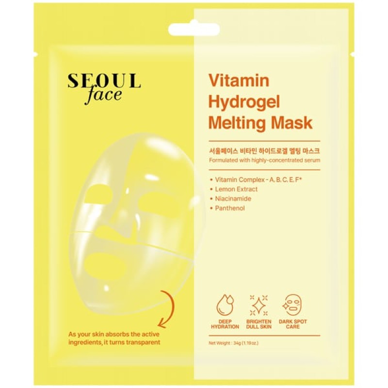 Dermal DM434B Seoul Face Vitamin Hydrogel Melting Mask, Κορεάτικη Μάσκα Προσώπου Λάμψης & Αναζωογόνησης