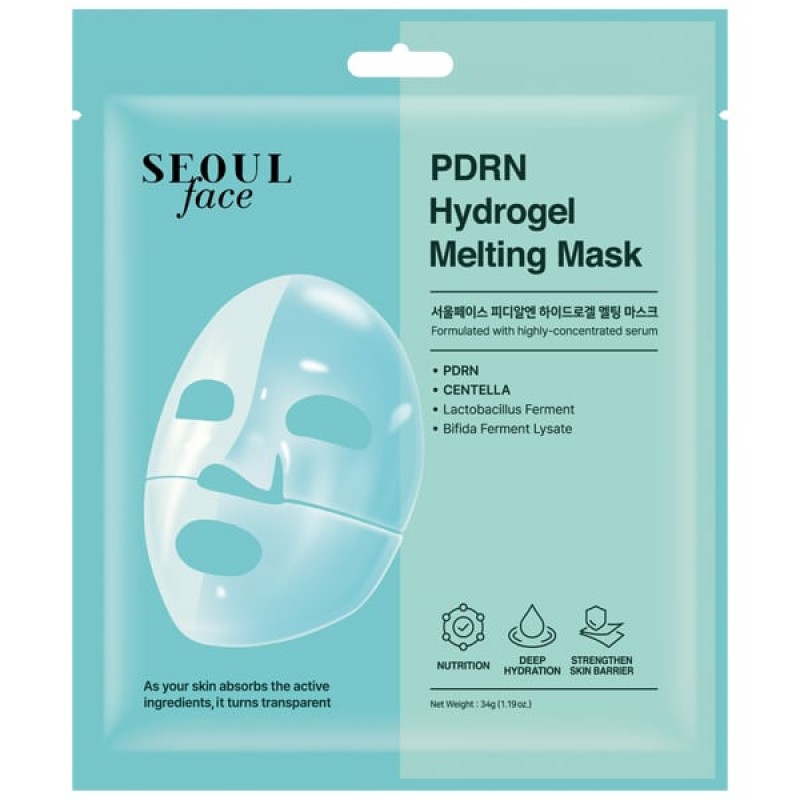 Dermal DM435B Seoul Face PDRN Hydrogel Melting Mask, Κορεάτικη Μάσκα Προσώπου Ανάπλασης & Αναζωογόνησης